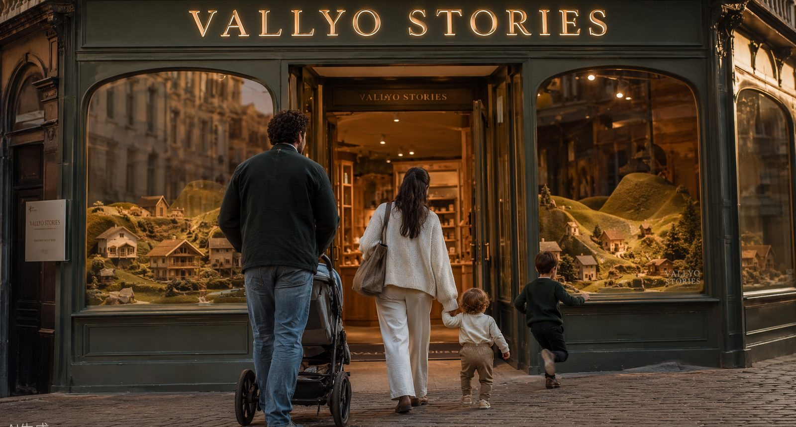Une famille franchit l'accueil de Vallyo