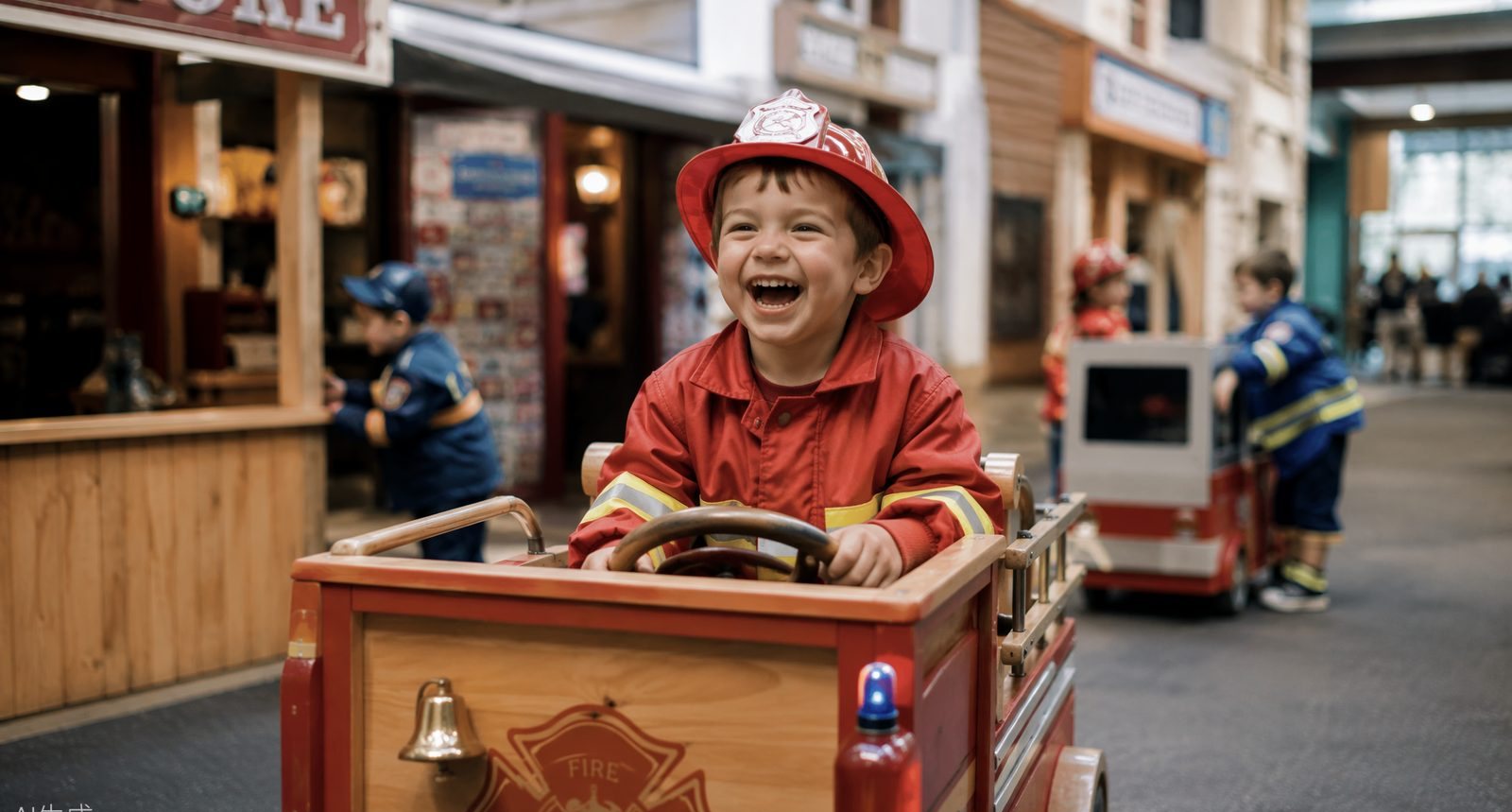 Un enfant en costume de pompier